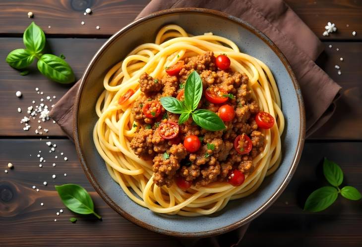 Rustic Spaghetti with Hearty Minced Meat and Vegetables